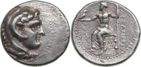 Kingdom of Macedon AR Tetradrachm 325 BC - Alexander III 336-323 BC
17.10g. 26mm. VF/VF. Price 3581. Obv. Head of Herakles to right, wearing lion skin...