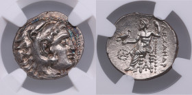 Kingdom of Macedon AR Drachm - Alexander III 336-323 BC - NGC MS
Strike: 5/5; Surface: 5/5. Early posthumous issue. Fantastic luminous specimen with m...