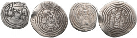 AR Drachm (2) l - Sasanian Kingdom, Khusrau II (AD 591-628). Clipped. Mint signature MY, regnal year 28; r - Arab-Sasanian. ‘Ubayd Allah b. Ziyad. Cli...