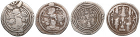Sasanian Kingdom AR Drachm (2) Clipped. l - Khusrau II (AD 591-628). Mint signature YZ, regnal year 17. r - Hormizd IV (579-590). Mint signature MY, r...