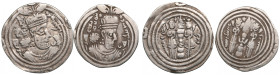 Sasanian Kingdom AR Drachm (2) Khusrau II (AD 591-628). Clipped. l - mint signature LYW, regnal year 35. r - mint signature BBA, regnal year 24.
Vario...