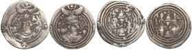 Sasanian Kingdom AR Drachm (2) Khusrau II (AD 591-628). Clipped. l - mint signature ShY (?), regnal year 10 (?); r - Mint signature BBA, regnal year 1...