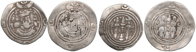 Sasanian Kingdom AR Drachm (2) Khusrau II (AD 591-628). l - mint signature MY, r...