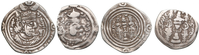 Sasanian Kingdom AR Drachm (2) l - Khusrau II (AD 591-628). Clipped. Mint signat...