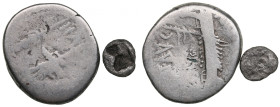 Lot of coins: Lydia AR 1/24 Starter 550/540 BC & Roman Republic AR Denarius 32-31 BC (2)
Various condition. SNG Kayhan 1022 / Crawford 544/20.