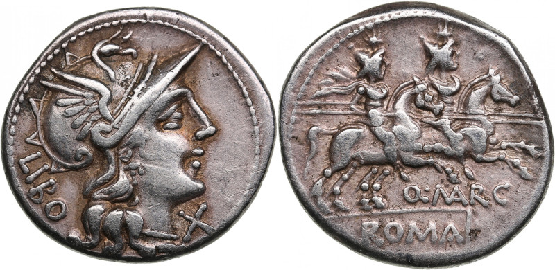 Roman Republic AR Denarius - Quintus Marcius Libo (148 BC)
3.95g. 20mm. VF/VF. C...
