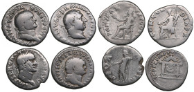Lot of Roman Empire AR Denarius (AD 68-80) (4)
Various condition. Sold as seen, no return.Titus (79-81 AD) 80 AD. 3.10g. 17 mm. RIC 24a. & 75 AD, 3.12...