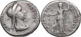 Roman Empire AR Denarius 134 AD - Sabina (AD 128-136/7)
3.11g. 17mm. VF/VF. RIC 395a(Hadrian). Obv. Bust, diademed, draped right. SABINA AVGVSTA. Rev....