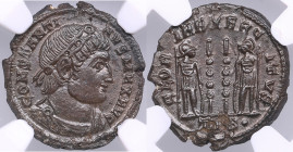 Roman Empire, Trier AE3/4 (BI Nummus) - Constantine I (AD 307-337) - NGC MS
Strike: 5/5; Surface: 5/5. Splendid mint state specimen with fine luster a...