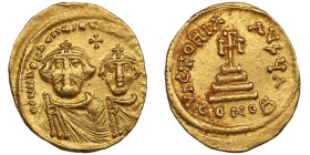 Byzantine Empire, Constantinople AV Solidus - Heraclius (AD 610-641), with Heraclius Constantine
4.46g. 21mm. AU/AU. Gorgeous lustrous specimen. Obv. ...