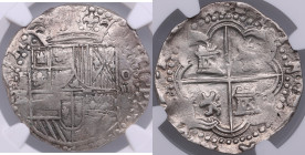 Bolivia 4 Reales - Philip II (1578-1595) - NGC XF 45
Only 5 specimens certified finer by NGC. An attractive specimen with nice details.