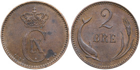 Denmark 2 Øre 1891 - Christian IX (1863-1906)
4.04g. UNC/UNC. Gorgeous specimen with mint luster. Rare state of preservation. Sieg 1.1 - H 18A.