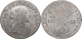 France, Dombes 1⁄12 Ecu 1665 - Anne Marie Louise (1652-1693)
1.99g. AU/AU. Mint luster.