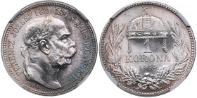 Hungary 1 Korona 1915 KB - NGC MS 65
Fantastic luminous exemplar. Very beautiful coin. KM 492.