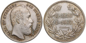 Sweden Medal - In memory of the King Carl XV 1826-1872
8.69g. 25mm. AU/UNC. Beautiful exemplar with nice toning.
