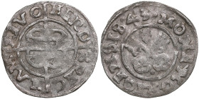 Riga Schilling 1543 - Hermann von Brüggenei-Hasenkamp (1535-1549)
1.07g. VF/VF. Haljak 310 R. Rare! The Livonian Order.