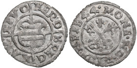 Riga Schilling 1544 - Hermann von Brüggenei-Hasenkamp (1535-1549)
1.01g. AU/AU. Mint luster. Haljak 312 3R. Extremely rare! The Livonian Order.