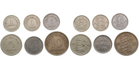 Small coll. of coins: Estonia 1922-1925 (6)
Various condition. 
