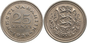 Estonia 25 Senti 1928
8.44g. AU/UNC. An attractive specimen with fine luster. KM 9.