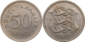 Estonia 50 Senti 1936
7.56g. AU/UNC. Mint luster.