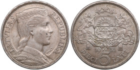 Latvia 5 Lati 1931
24.97g. XF+/UNC. Mint luster and beautiful toning. 