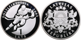 Latvia 1 Lats 2001 - Olympics Salt Lake 2002 - Hockey
31.65g. PROOF.