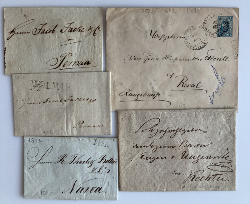 Estonia, Russia - Group of envelopes 1813, 1820, 1823, 1898, ? (5)
Various condi...