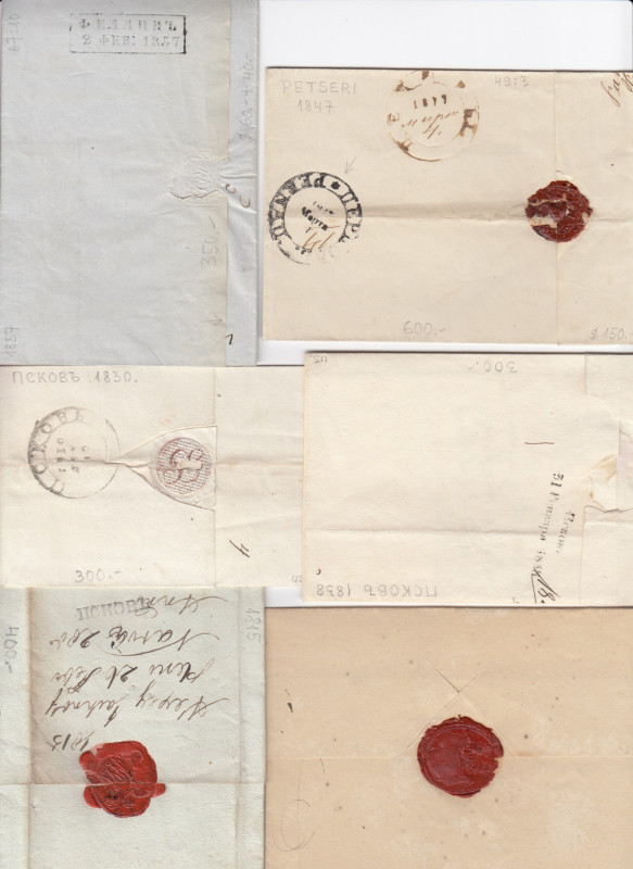 Estonia, Russia - Group of prephilately envelopes 1815, 1830, 1838, 1840, 1847, ...