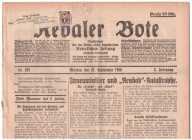 ESTONIA reduced rate printed matter Newspaper "Revaler Bote", 1926
1926 (3 Aug) entire newspaper "Revaler Bote", franked with 1p and tied by Tallinn c...
