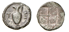 MACEDONIA - TERONE (circa 480-450 a.C.) TETROBOLO gr.2,0 - D/Oinochoe con ai lati T - E R/Quadrato incuso - Ar - Sng.Ans 751 RARA qSPL