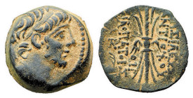 SYRIA - ANTIOCO IX (113-95 a.C.) AE 18 - gr.5,9 - D/Testa diademata a d. R/Fulmine alato - Ae - BMC, 4,18 qSPL