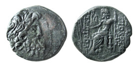 SYRIA - EMISSIONI PRE-ROMANE (circa. 92-76 a.C.) AE-22 - Zecca Antiochia -D/Testa di Zeus a d. R/Giove seduto a s. - Ae - BMC,20,157,48 BB