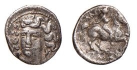 THESSAGLIA - LARISSA (circa 375-344 a.C.) TRIHEMIOBOLO gr.1,0 - D/Volto di tre quarti della ninfa Larissa R/Cavaliere a d. con sopra ΛAPIΣ - Ar - Sng....