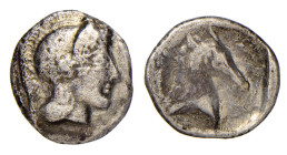 THESSAGLIA - PHARSALUS (480-400 a.C.) HEMIDRACMA gr.2,4 - D/Testa elmata di Athena a d. R/Protome equina a d. - Ar - BMC 43, 2 pl.IX, 7 BB