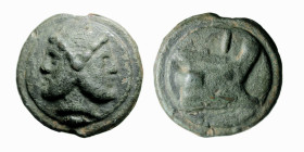 LATIUM - ROMA (circa 225-217 a.C.) SERIE GIANO / PRORA A DESTRA - ASSE gr.288 - D/Testa di Giano bifronte con sotto disteso il simbolo del valore I R/...