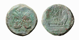 ITALIA CENTRALE (circa 211-208 a.C.) Serie della Ghirlanda - ASSE gr.45,7 -D/Giano bifronte con sopra il simbolo del valore I R/Prora di nave a d. con...