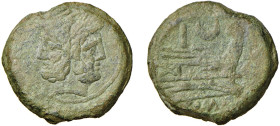 ROMA - ANONIME - Prima Serie Crescente (circa 207 a.C.) ASSE gr.42,1 -D/Testa di Giano bifronte entro cerchio lineare R/Prora di nave a d. con sopra i...