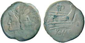 ROMA - ANONIME - Serie PT o TP (circa 169-158 a.C.) ASSE gr.26,8 - D/Testa bifronte di Giano R/Prora a d. con sopra TP e sotto ROMA - Ae - Craw. 177/1...