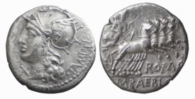 BAEBIA (137 a.C.) M.Baebius Q. f Tampilus - DENARIO - D/Testa di Roma a s. R/Apollo su quadriga a d. -Ar - B. 12 - Syd. 489 BB