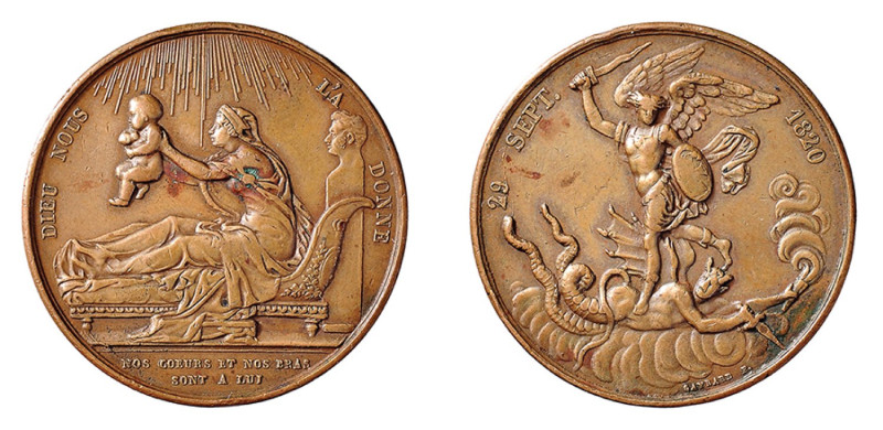 NAPOLEONE I (1804-1814) Anno 1820 - MEDAGLIA AE - NASCITA DEL DUCA DI BERRY -D/N...