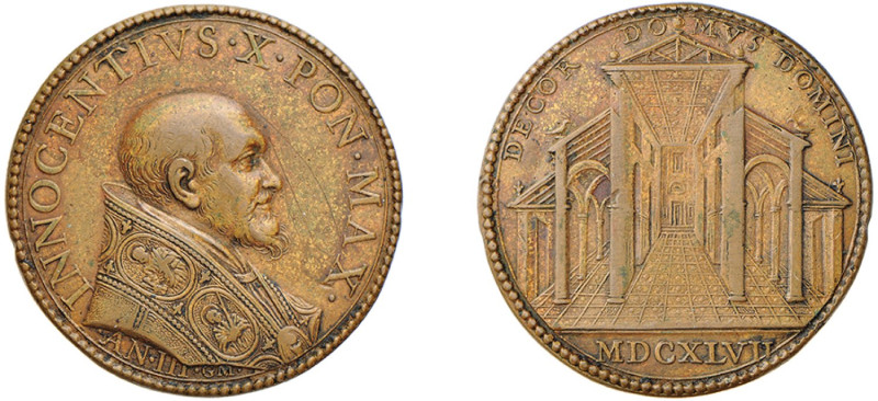 ROMA - INNOCENZO X (1644-1655) MEDAGLIA IN AE - ANNO III - La Basilica Lateranen...
