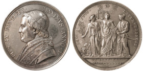 ROMA - PIO IX (1846-1778) MEDAGLIA AR - ANNO I - Possesso Laterano -D/Busto a s. con berrettino mozzetta e stola R/Figure allegoriche della Giustizia,...