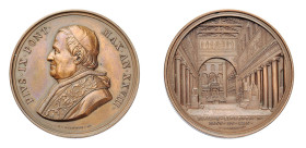 ROMA - PIO IX (1846-1878) MEDAGLIA IN AE - ANNO XXVIII - La Basilica di San Lorenzo fuori le mura -D/Busto con berretto, mozzetta e stola a s. R/Prosp...