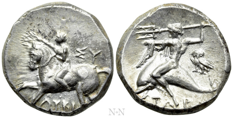 CALABRIA. Tarentum. Nomos (Circa 272-240 BC). Sy- and Lykinos, magistrates. 

...