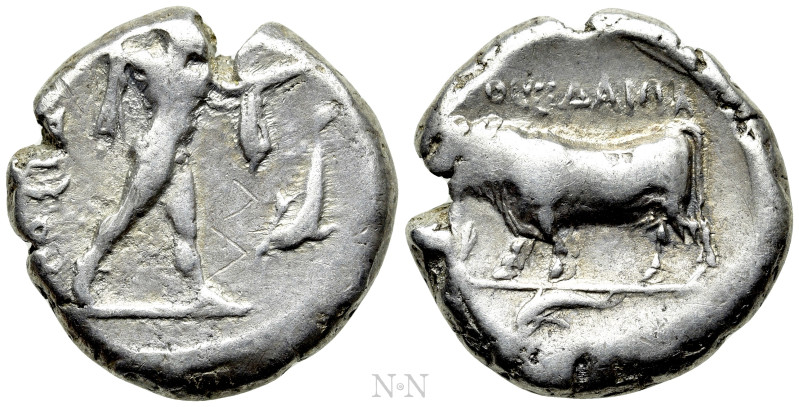 LUCANIA. Poseidonia. Nomos (Circa 410-350 BC). 

Obv: ΠOΣIΔANIA. 
Poseidon ad...