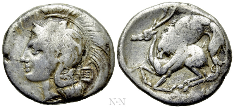 LUCANIA. Velia. Nomos (Circa 280 BC). 

Obv: Helmet head of Athena left; Φ to ...