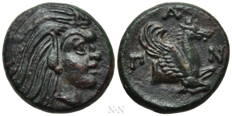 CIMMERIAN BOSPOROS. Pantikapaion. Ae (Circa 340-325 BC). 

Obv: Head of Pan ri...