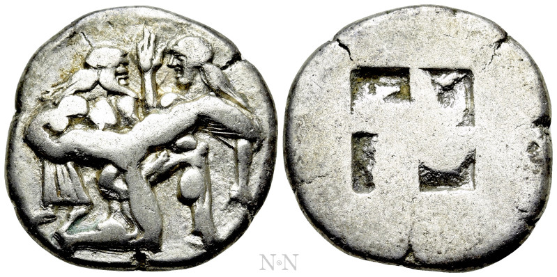 THRACE. Thasos. Stater (Circa 480-463 BC). 

Obv: Ithyphallic satyr advancing ...