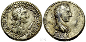 KINGS OF BOSPORUS. Rhescuporis II with Caracalla (211/2-226/7). EL Stater. Dated Bosporan Era 513 (AD 216/7)