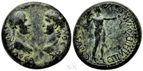 PHRYGIA. Synaus. Nero with Agrippina II (54-68). Ae. Metrophanes, magistrate